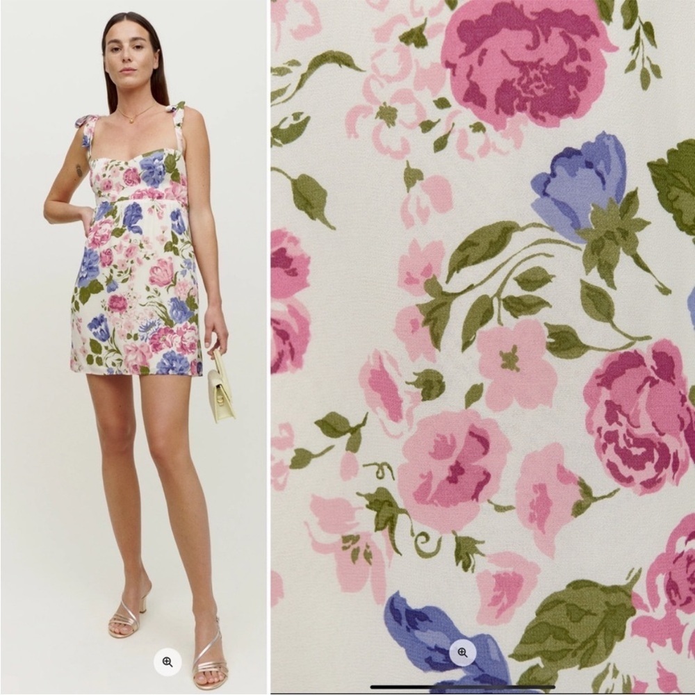 Reformation Whitley Smock Mini Dress in Donna Floral Print New Size 6